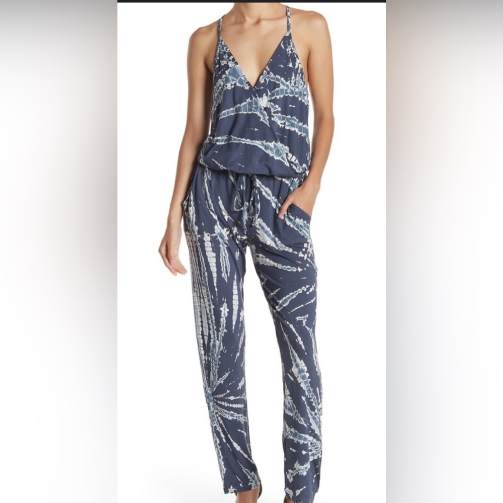 Young Fabulous & Broke Blue and White Tie-Dye Jumpsuit
